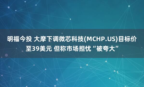 明福今投 大摩下调微芯科技(MCHP.US)目标价至39美元 但称市场担忧“被夸大”